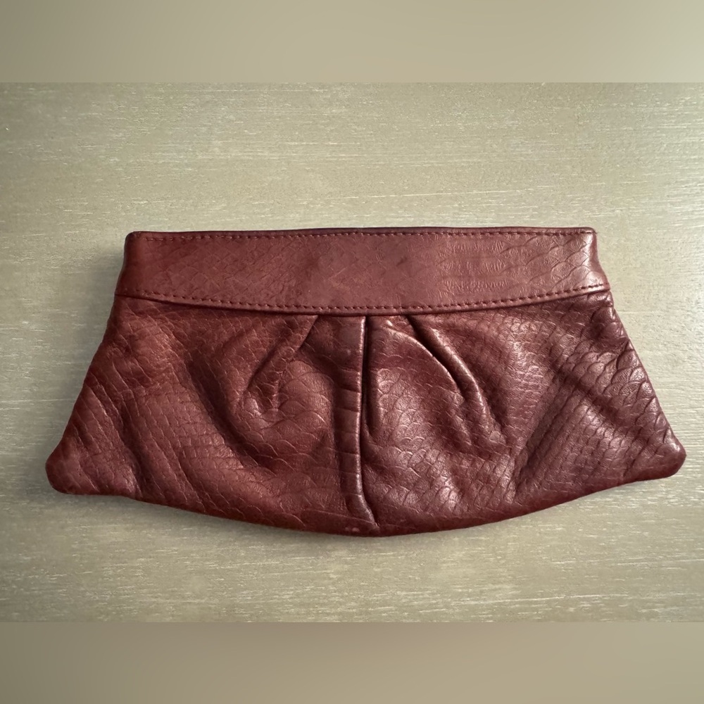 Lauren Merkin Textured Burgundy Clutch